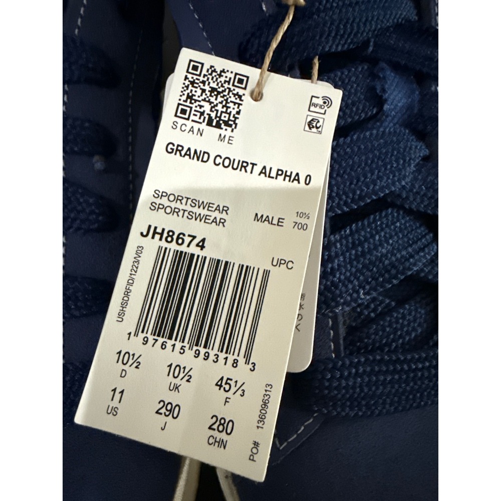 Adidas Grand Court Alpha‎ 0 Mens Navy Blue Suede Sneakers JH8674 Size 11 New - Picture 2 of 9